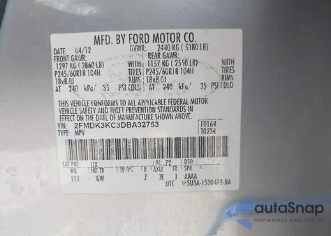 2013 Ford Edge Limited from USA, damaged, VIN 2FMDK3KC3DBA32753